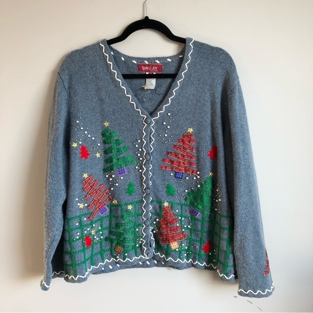 VINTAGE Christmas tree snowman sweater